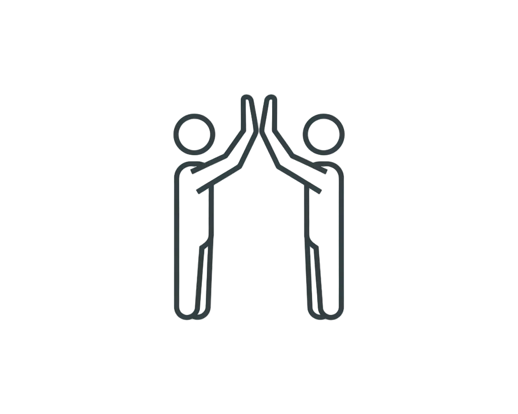 Two stick figures giving each other a high-five on a white background