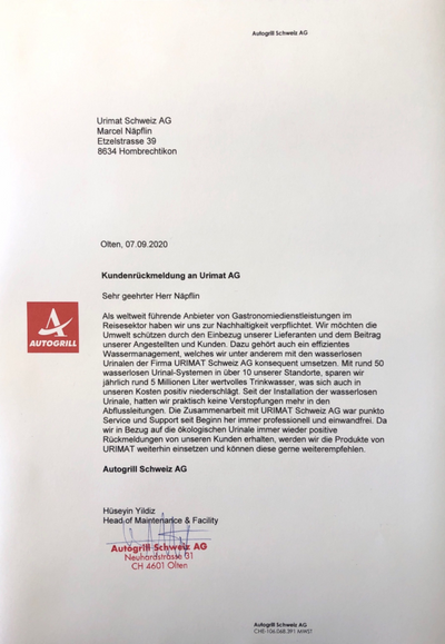 Autogrill reference letter