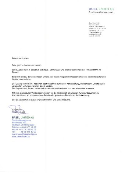 Stadium Basel United reference letter