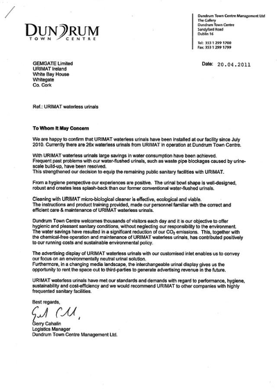 Dundrum Town Center reference letter