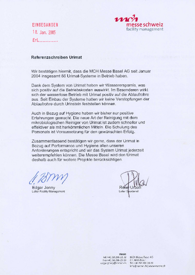 Basel Exhibition Center reference letter