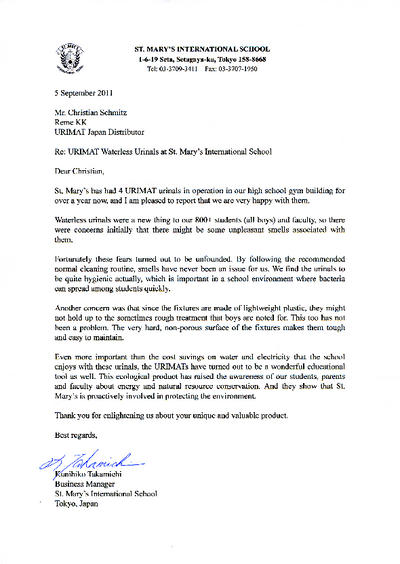 St. Mary's International School reference letter